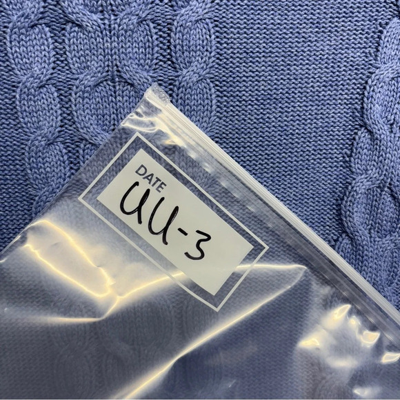 LL Bean Turtleneck Sweater Cable Knit Periwinkle Blue XS Cotton - Picture 7 of 7